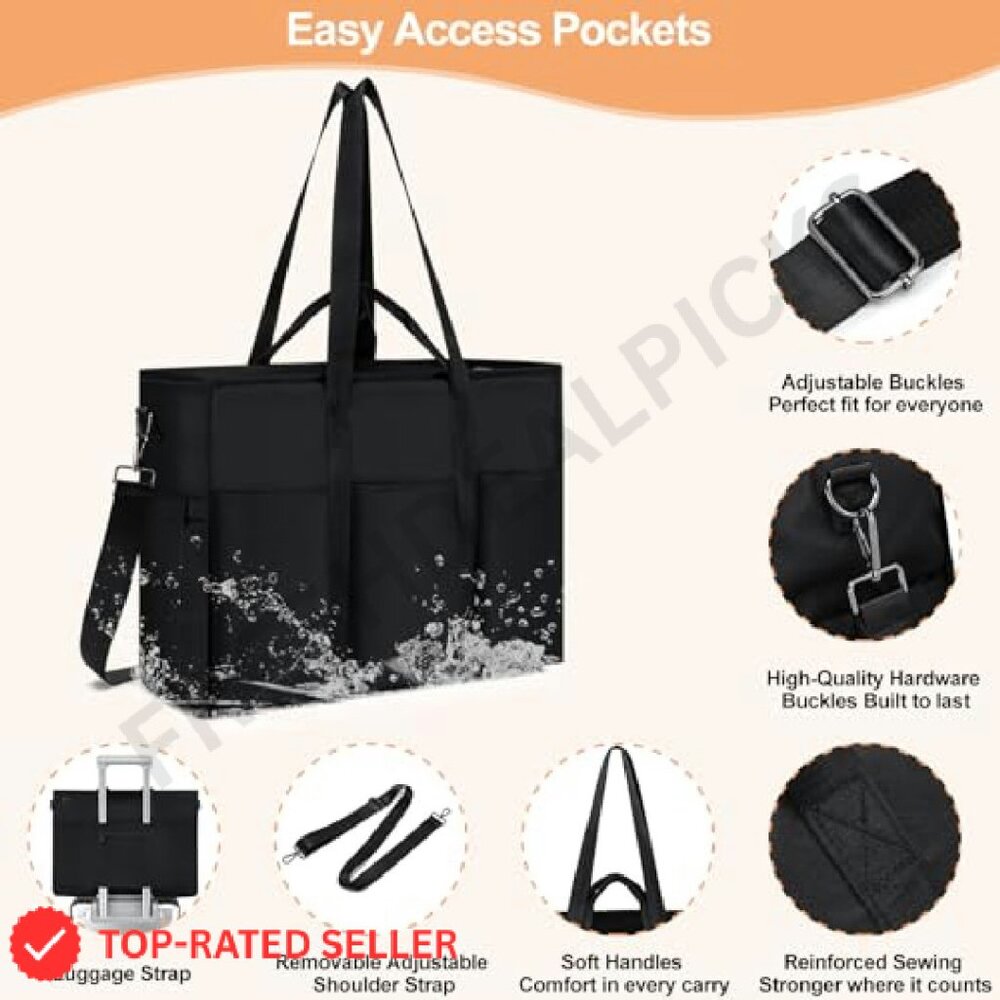 Structured Work Tote Bag Large Capacity Multi-Poc… - image 7